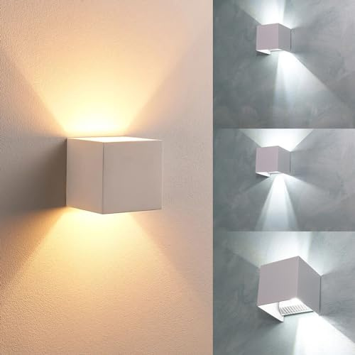 Dopa Dopastore Applique da Parete LED 20W Design Cubo Luce Bidirezionale Lampada Moderna IP65 Terrazza Giardino Patio (Luce fredda 6500K, Bianco)