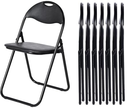LuxNook Fällstol i metall, 150 kg, set om 8 med PVC-stoppning och ryggstöd. Bekväm fällstol för gäster, kök, camping