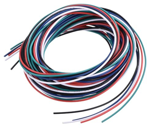 QUARKZMAN Calibro 28 Cavo Collegamento PVC 3,0m/10 Piedi 28AWG Filo Elettrico Flessibile UL1007 Trefoli Rame Stagnato 5 Colori 1,5mm Dia per Collegamenti Interni Aeromodelli