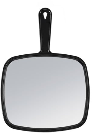 OWBIA Hand Mirror, 32 × 22.6 cm Extra Large Handheld Mirror with Handle, Portable Makeup Mirror, Black