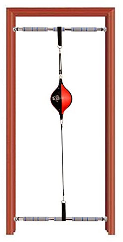 Doppelseitiger Speedbag mit verstellbarem Seil und Ständer, Boxsack für Erwachsene und Kinder zur Wandmontage im Türrahmen, mit tragbarem Speedball (Farbe: Rot)