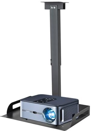 ARBGO Soporte universal para proyector para techo/pared, soporte de techo para proyector, hasta 14 kg, altura regulable 34-56 cm, negro