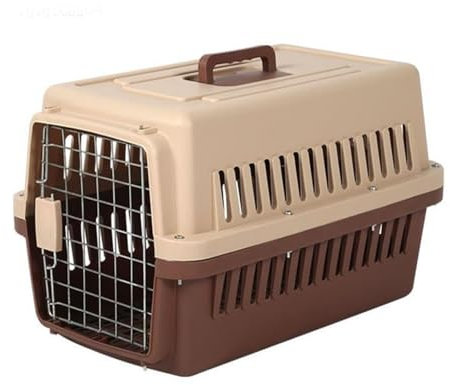 HundeboxenPet Air Box Versandbox Staubdichte Atmungsaktive Tragbare Hundebox für Drinnen und Draußen Geeignet für Kleine bis Mittelgroße Hunde 2 Farben(Brown,58 * 37 * 35cm)