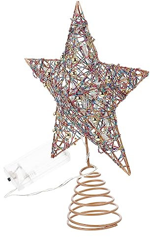 LABRIMP Xmas Baumspitze Mit Lichtern Fünfzackiger Stern Für Weihnachtsbaum-Dekoration Für Büro Und Festlichkeiten