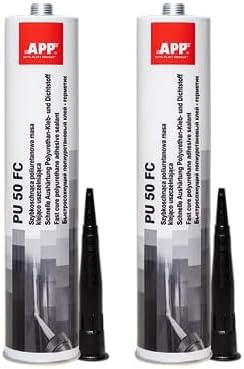APP PU 50 FC Colle-mastic carrosserie voiture | Colle polyuréthane: excellent pour une utilisation comme colle a pare brise | Mastic colle étanche pour nombreux matériaux | Noir | 310 ml (Lot de 2)