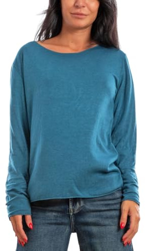 Toocool Maglione Donna Pullover Maniche Lunghe Morbido Invernale Basic VB-1202 [Petrolio, S/M]