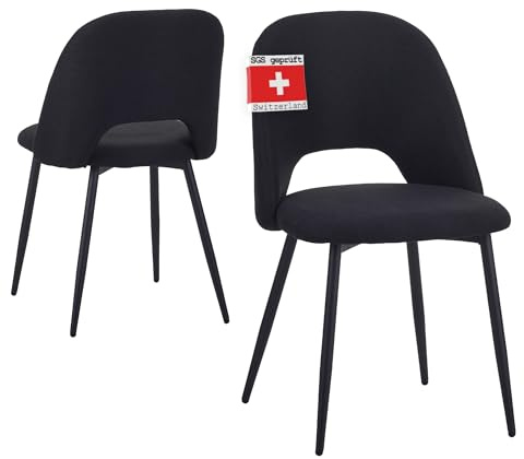Albatros Esszimmerstühle mit Stoff-Bezug 2er Set SILVI, Schwarz - Stilvolles Vintage Design, belastbar mit 110Kg, SGS geprüfter Polsterstuhl - Moderner Küchenstuhl, Stuhl Esszimmer oder Esstisch Stuhl