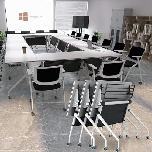 Konferenztisch, klappbarer mobiler Konferenzraumtisch/Podcast, 120 cm klappbarer Seminar- und Schulungstisch, rollbarer Besprechungstisch für Büro, Klassenzimmer, Sitzungssaal, Schreibtisch