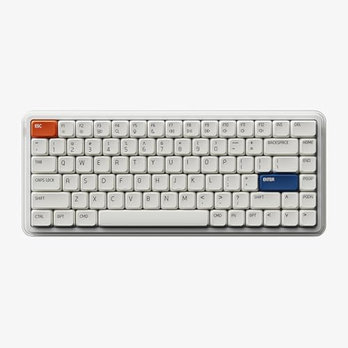 MelGeek Tastiera meccanica silenziosa wireless O2, compact office 75% profile, linear hot-swap and pre-lubricated switches, Bluetooth/2,4 GHz/USB-C for Mac