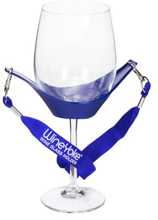 Franmara Wine Glass Holder Yoke Necklace with Adjustable Support Strap (Blue)