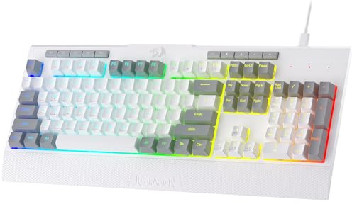 Redragon K525 RGB Backlit Membrane Gaming Keyboard with Multimedia Keys, Linear Mechanical-Feel Switch, 4 Extra On-Board Macro Keys, Dedicated Media Control, Detachable Wrist Rest