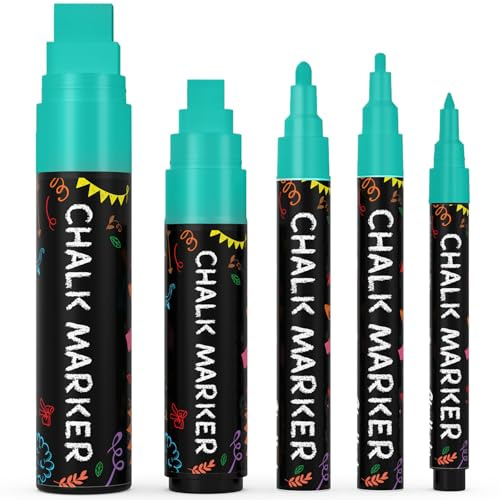 Chalkola 5 Marqueur Craie Effacable Tableau Noir - Crayon à Craie Sarcelle
