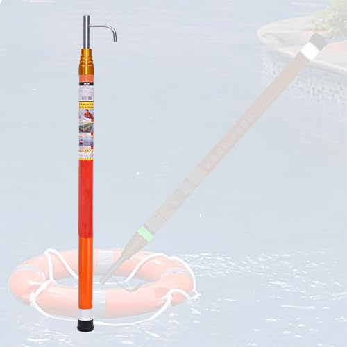 WDJBPSH Bootshaken Orangefarbene Schubstange mit Edelstahlhaken Rettungsinsel/Boot/Yacht/Motorboot/Pool Wasserrettungsgeräte, Leuchtend Reflektierend(132cm - 400cm)