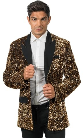 Chaks Herren Jackett Jackett (1er Pack) | Festival und Karneval Outfit, Paillettenjacke für Damen und Herren, Silvester, Bühne und Mottoparty