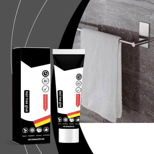 Poo4kark Home Starker Nagelkleber, schnelltrocknender Baukleber, Haushaltsdekoration, flüssiges Nagelmaterial, anwendbar, kein Stanzen, fester, 60 ml (Black, 3.9x13.6cm)