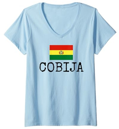 Mujer Cobija Country Bolivia Viaje Familiar Boliviano Hombres Mujeres Camiseta Cuello V