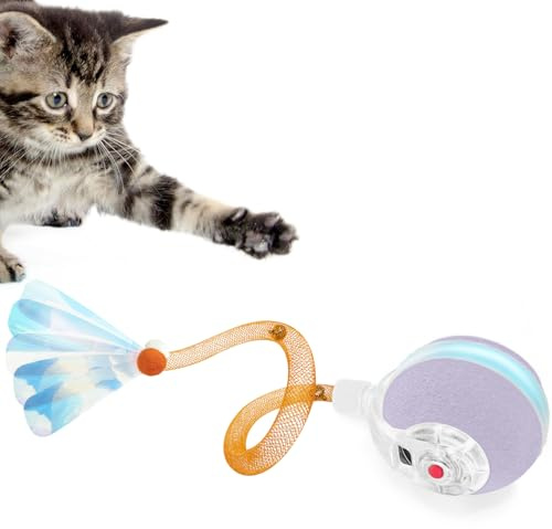 YVE LIFE Balle interactive pour chat d'intérieur, balle agile avec queue en maille élastique, jouet automatique pour chats adultes qui s'ennuient, activé par le mouvement (violet)