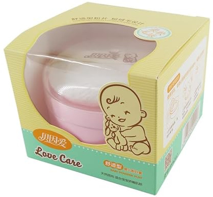 Children Talcum Storage Box with Applicator,Body Powder Container,Leak-Proof Loose Dusting Box, Baby Bodys Cosmetic Puff, Dispenser Case for Talcum, Bath Travel Loose Powders (Pink)