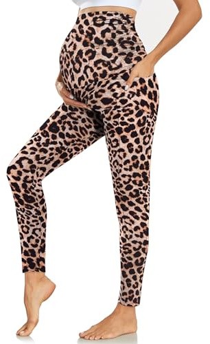 Farrobor Maternity Leggings Över Magen Med Fickor Stretchiga Mammatights Graviditetsbyxor För Kvinnor Med Mjukt Magstöd Graviditetsartiklar
