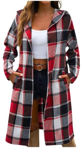 Manteau en laine pour femme veste à carreaux non positionnée revers avec poches poitrine manteau cardigan boutons à manches longues chaud et décontracté adapté l'automne et à l'hiver