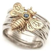 925 Sterling Silver Thick Two-Tone Fashion Bee Ring for Women - Sturdy 3D Bee Design Suitable for Daily Wear & Gift, Elegant Minimalist Jewelry Ring Size 11