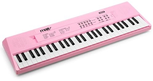 MAX KD54 Clavier Électronique 54 Touches pour Enfants et Débutants Rose | Apprentissage Musical pour Enfants et Débutants, 100 Sons et Rythmes, Batterie Rechargeable, Idéal Démarrage Piano