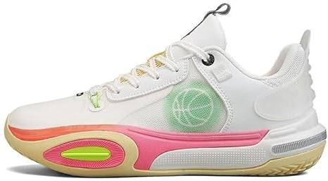 Unisex Andningsbara Basketskor Lågskurna Slitstarka Stövlar Halkfria Träningsskor Sportskor Skor för promenader(White,39 EU)