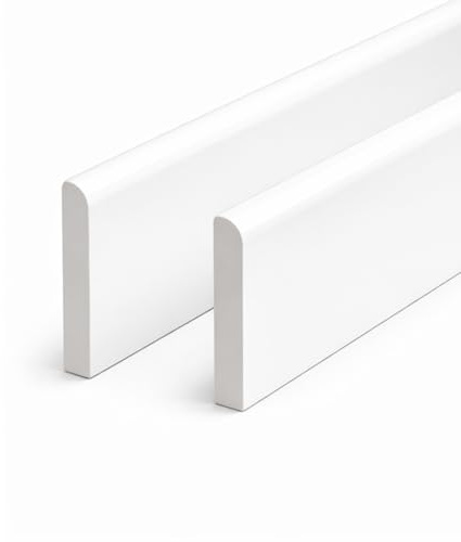 White uPVC D-Mould Trim 65mm x 1m, Rigid Plastic Finishing Strip for Skirting, Fascia, Window Sills & Door Frames (2)