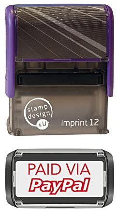 SD4U 9012 Paid with PayPal Self-Inking Stamp – 47 x 18mm – Red Ink | Paid with PayPal wording; 47 x 18mm impression, Red ink; self-inking for paper and document marking.