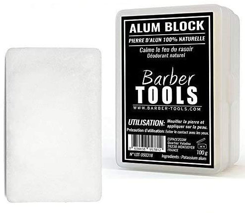 ✮ BARBER TOOLS ✮ Alaunstein 100% natürlich – 100g – mit Aufbewahrungsbox. Aftershave und natürliches Deodorant.
