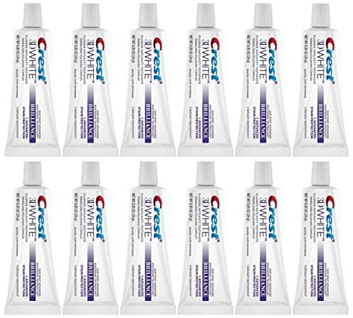 Crest 3D White Brilliance Toothpaste, Vibrant Peppermint, Travel Size, 0.85 Oz (24G) - Pack of 12