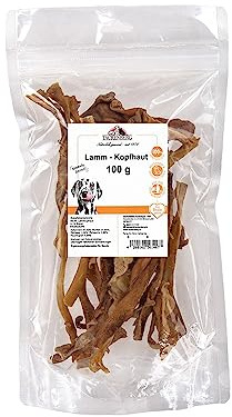 TACKENBERG 250 g Lamm Kopfhaut für Hunde - leckerer natürlicher Kausnack in Premiumqualität - schonend getrocknet - reines Naturprodukt zur Belohnung, als Snack oder Leckerli