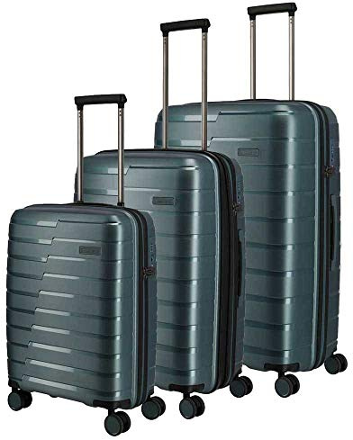 travelite 4-Rad Koffer Set Größen L/M/S mit TSA Schloss, Handgepäck erfüllt IATA-Bordgepäck Maß, Gepäck Serie AIR BASE: Funktionaler Hartschalen Trolley im coolen Look, 075340-25, eisblau