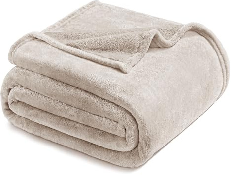 Exclusivo Mezcla Fleece Blanket Twin Size for Bed, Super Soft and Warm, All Season, Cozy, Plush, Lightweight, 90x66 Inches, Camel