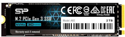 Silicon Power PCIe M.2 NVMe SSD 2TB Gen3x4 R/W up to 2, 200/1, 600MB/s internal SSD