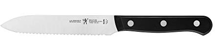 HENCKELS Solution Razor-Sharp 5-inch Serrated Utility Knife, Tomato Knife, German Engineered Informed by 100+ Years of Mastery