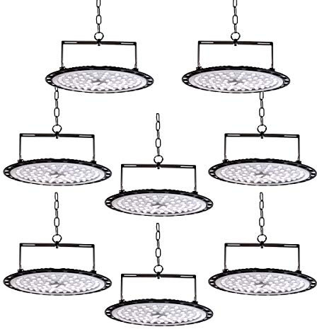 bapro 8 * 100W UFO High Bay Light,IP65 Projecteur LED.6000K -Blanc Froid LED Projecteur Interieur UFO Spot high bay lumière d'entrepôt, pour l’éclairage de Garage Atelier