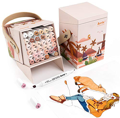 Arrtx 36 Hautfarben Marker Stifte, ALP Alkohol marker Dual Tips Graffiti Stift mit Box, permanent marker Nude Tönen für Porträtillustrationen, Skizzieren, Zeichnen, Manga