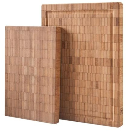 Épais Bois de Bambou Planche à découper Cuisine Butcher Block, Conseil Heavy Duty avec Hacher Grooves de jus de découper la viande, de pendaison de crémaillère cadeau (Size : L 250x185x20mm)