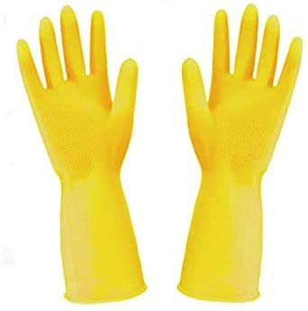 Dstock60-10 Paires de gants Étanches pour le ménage, la vaisselle, la cuisine, le linge, le nettoyage. en caoutchouc réutilisables - Manches longues - Couleur Jaune - Taille 8,5 - L -