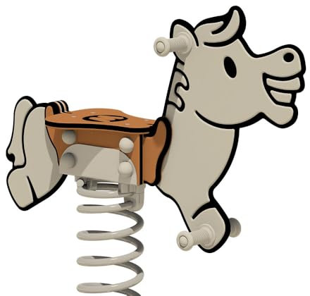 Wickey PRO Federwippe Pferd Jolley grau/braun - Federtier Spielplatzgerät - inklusive Bodenplatte - Outdoor Spielplatz Wippe für Kinder - für öffentliche Spielplätze und Schulen