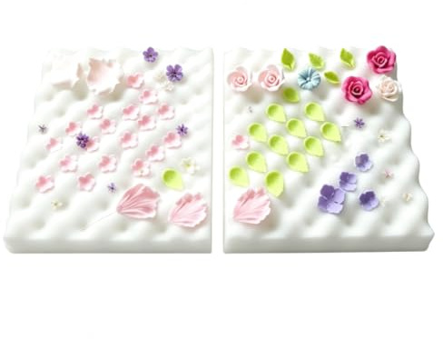2 uds.Almohadillas de esponja para moldear flores de fondant, Cake Craft Paste Decorar Estera, Chocolate Herramientas De Modelado De Arcilla, Esponja Wave Mat Herramientas para decorar tartas