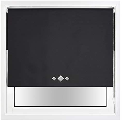FURNISHED Verdunkelungsrollo mit dreifach diamantierten Ösen und zuschneidbaren Metallbeschlägen – Schwarz, 140W x 165H cm