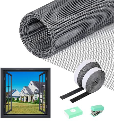 Fliegennetz Fenster,250×120CM Fiberglas Fliegengitter,Schneidbar Fliegennetz Meterware,Ohne Bohren Fliegengitter Insektenschutz Fenster für Balkontür Wohnzimmer Dachfenster Bodentiefe Fenster Grau