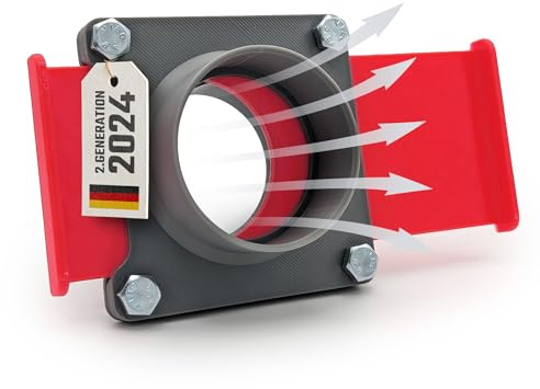 BlastGate - 50mm Absperrschieber DN50 für Werkstatt Absaugung Luftstromregulierung Robustes PLA Schieberventil Grau/Rot für Staubkontrolle Holzverarbeitung und Späneabsaugung (2. Gen., 2024)