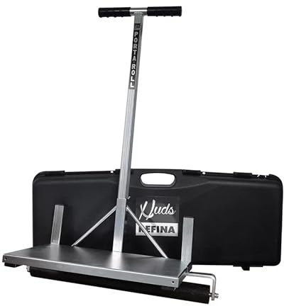 HUDS by REFINA PortaRoll Heavy Duty Flooring Roller - 22” Wide for Laying Uncoupling Membrane & LVT Flooring - Adjustable Steel Frame & Rubber Handle - Lightweight & Compact Design w/Plastic Case