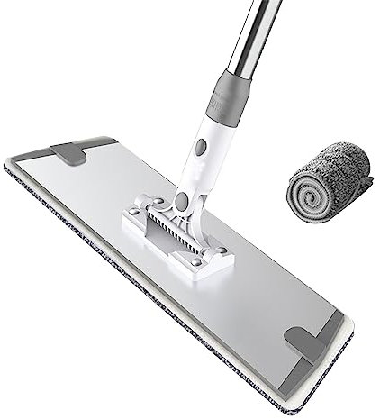 32 cm Large Flat Floor Mop，Floor Mops, Sweeping Broom,Microfiber Flat Mop with 140cm long Handle Bathroom Mop Clean product for Home Mall Hotel Office Garage Floor Cleaning