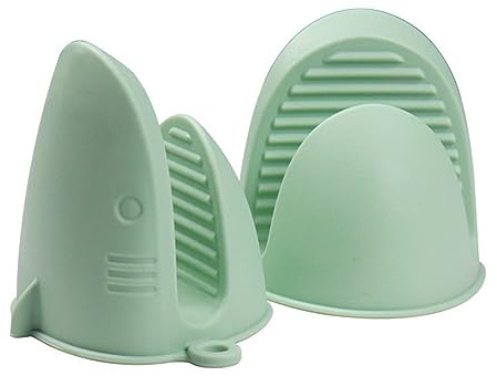 Silicone Oven Gloves, Pot Holders-Heat Resistant, Non-Slip, Waterproof, Mini Oven Mitts Perfect for Cooking, Baking and BBQ (Green)