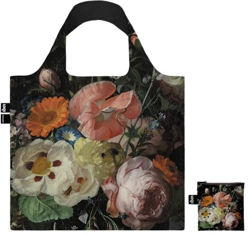 LOQI - Rachel Ruysch, Still Life with Flowers on a marble tabletop 1716, Recycelter Beutel, mehrfarbig, westlich, Mehrfarbig, Westlich