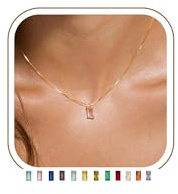 FUNEIA Kette Damen 14K Vergoldete/925 Sterling Silber mit Geburtsstein Anhänger Halskette Gold Silber Exquisit Frau Mädchen Mama Schmuck Geburtstag Hochzeitstag Valentinstag Muttertags Geschenk